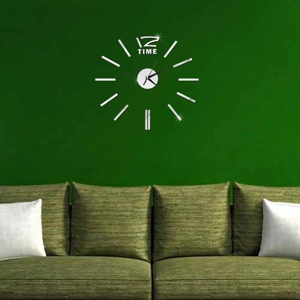 Большие настенные 3d-часы сделай сам Зеркальная Наклейка на стену креативные