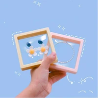 creative transparent frame shadow box jewelry display box ring pendant holder protect jewellery stone presentation case supplies