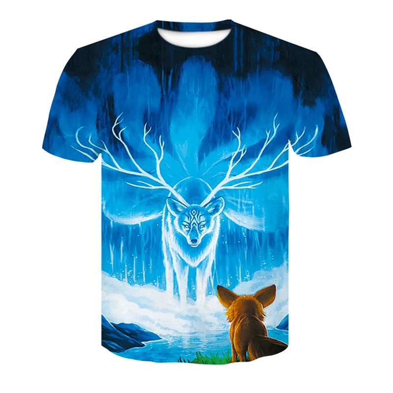 

Men's Top Short Sleeve T-shirt Men's Jungle Animal Deer 3D Printing Pattern T-shirt Deer Men's Streetwear