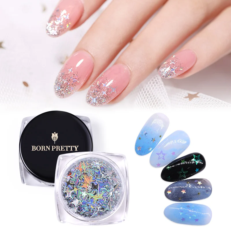 BORN PRETTY голографический блестящий для ногтей мощность серебро Красочные Блестки маникюр Дизайн ногтей пигмент пыль мощность украшения для ногтей