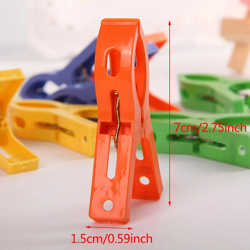 

8PCS Plastic Hanger Clips Laundry Clothes Beach Towel Pins Large Spring Clamp