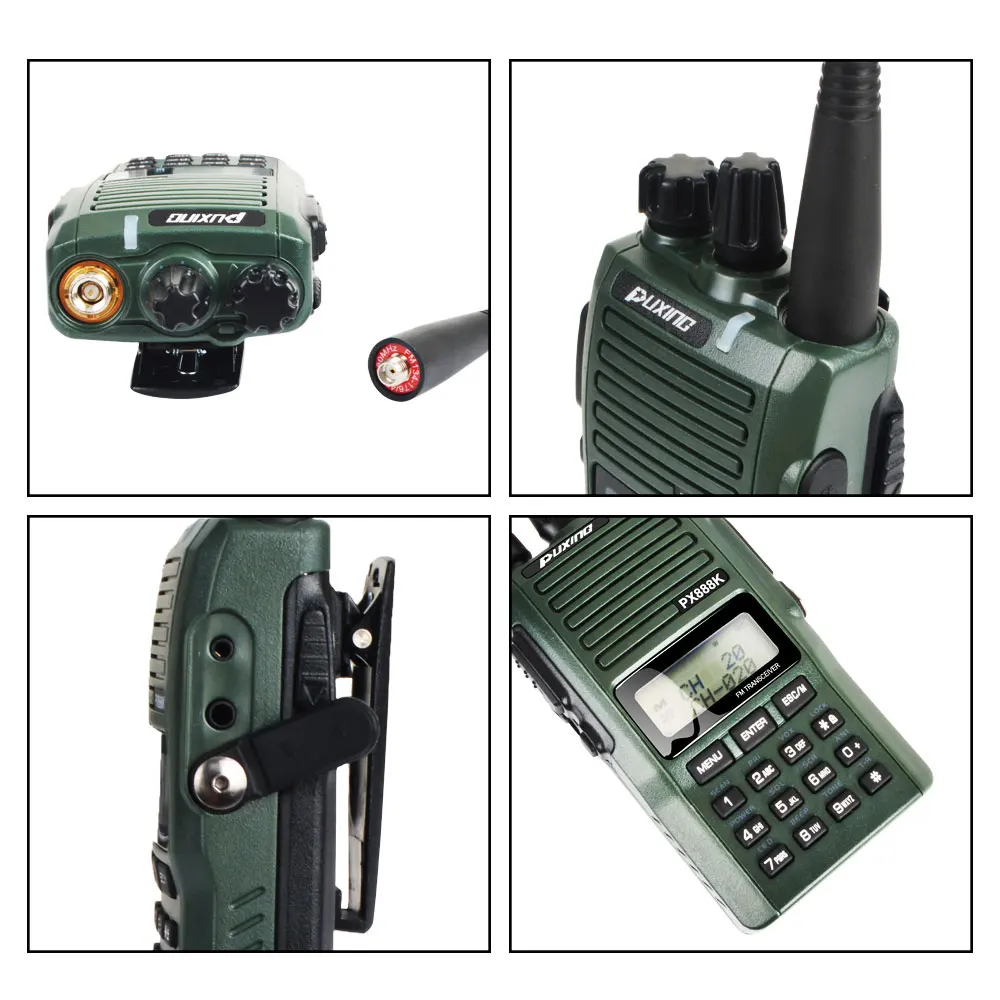 Color Green PuXing Two Way Radio PX-888K Dual Band VHF 136-174MHz UHF 400-480MHz 128CH 5W Scrambler VOX FM Walkie Talkie enlarge