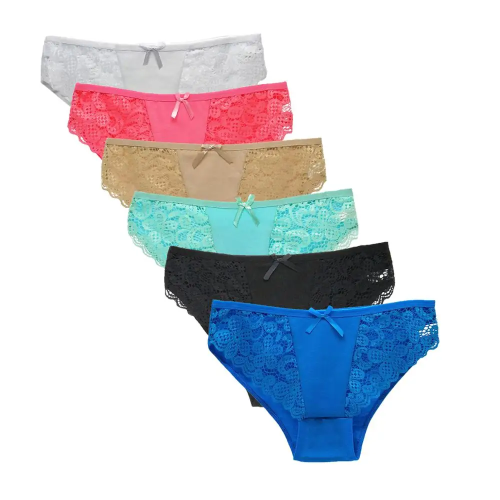 

6Pcs/Lot Womens Underwear Cotton See Through Panties Sexy-briefs S-XXL