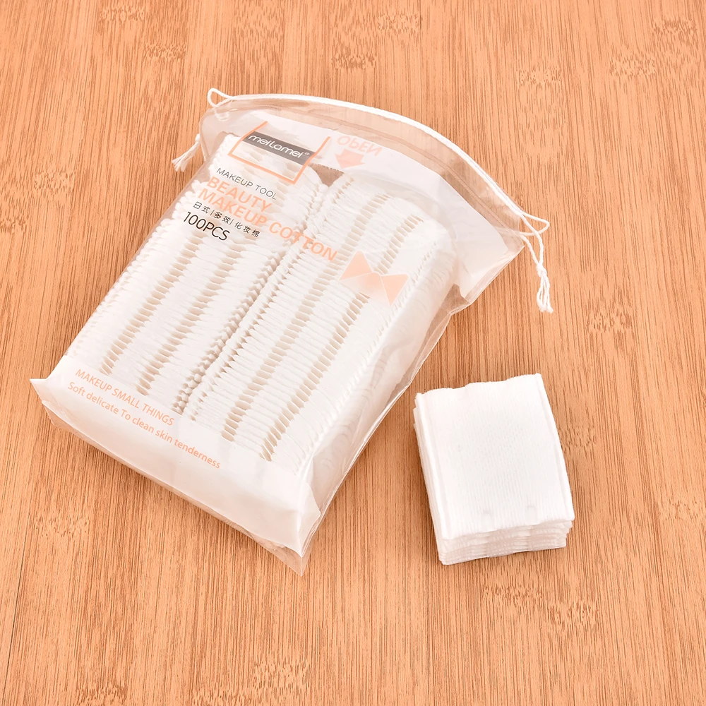 

100Pcs/bag Cleansing Facial Cotton Make Up Removal Pads Tool Non-woven Makeup Cotton Double Sided Thick Cotton Piece With Bag