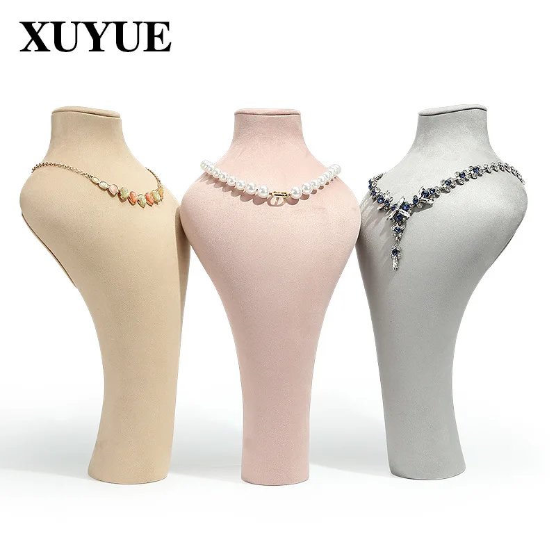 Factory direct sales model display rack neck necklace display rack Suede multi-color window display jewelry props