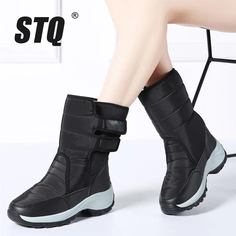 STQ/2020 Зимние ботинки Женские ботильоны замшевые теплые плюшевые Женская