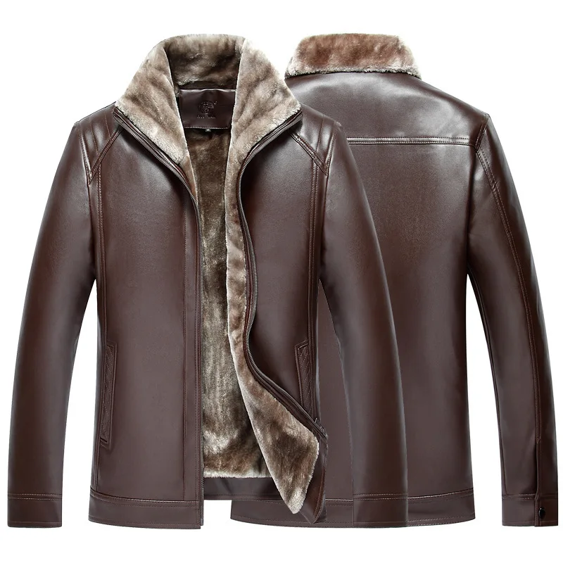 Мужское пальто из искусственной кожи зимняя куртка искусственного меха | Мужская