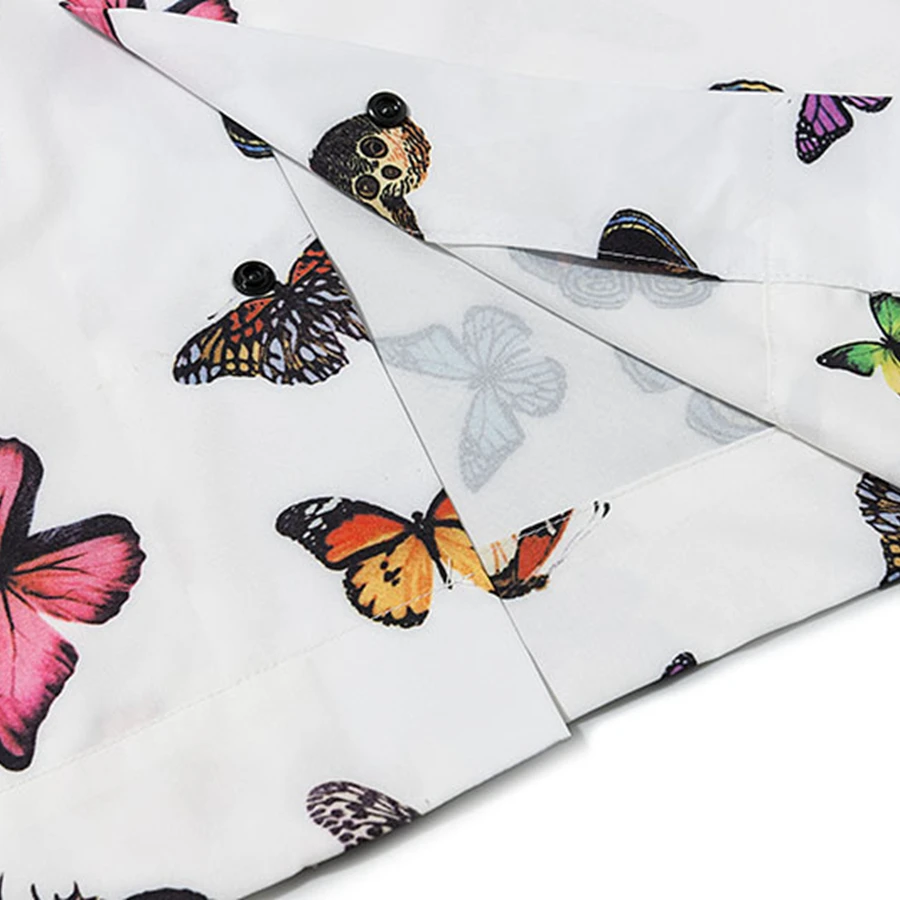 

Shirt men and women summer lapel butterfly print casual short sleeve