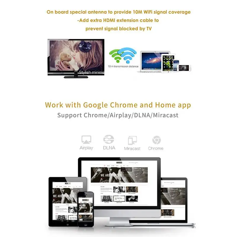 

AnyCast M9 plus TV Stick miracast Airplay HD 1080P Wireless WiFi Display Receiver Dongle HDMI-compatible TV Stick