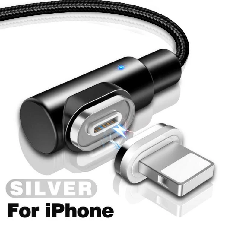 Black Line and head L-Line 90 градусов L-type Магнитная линия для iPhone X XR 8 7 Micro кабель и USB C-type светодиодный кабель магнитного зарядного устройства для huawei - Тип штекера: Black Line and head