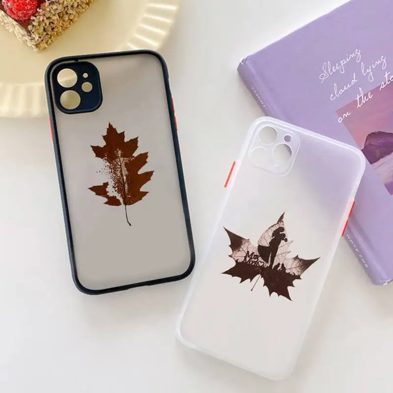 

Maple leaf illustration art Phone Case for iPhone 13 12 XS 11 pro max mini se2020 7 8 plus X XR matte transparent shell funda