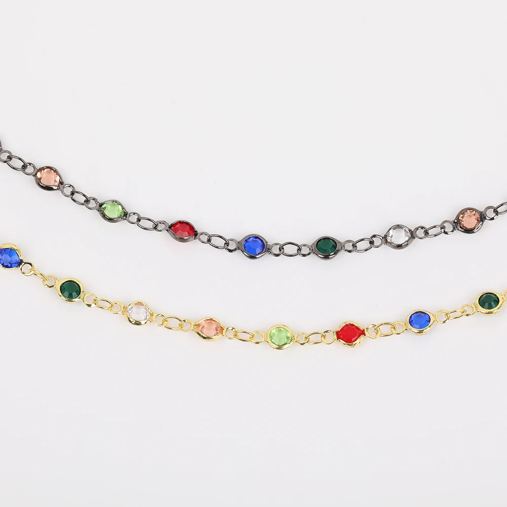 

5 Meter/Lot,4MM Rainbow Color Oval Glass Beads Plated Gold Gunmetal Black Rosary Chain Nekclace Beads Jewlery Making JSS-06AMAJ