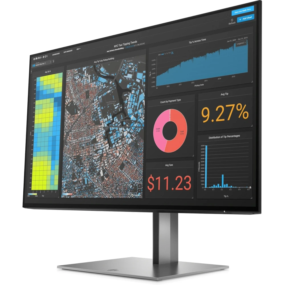 Монитор HP 23,8" Z24F G3 черный IPS 16:9 HDMI Pivot 300Cd 178Гр 1920X1080 DisplayPort FHD USB 4,7 кг LCD мониторы аксессуары компьютер.