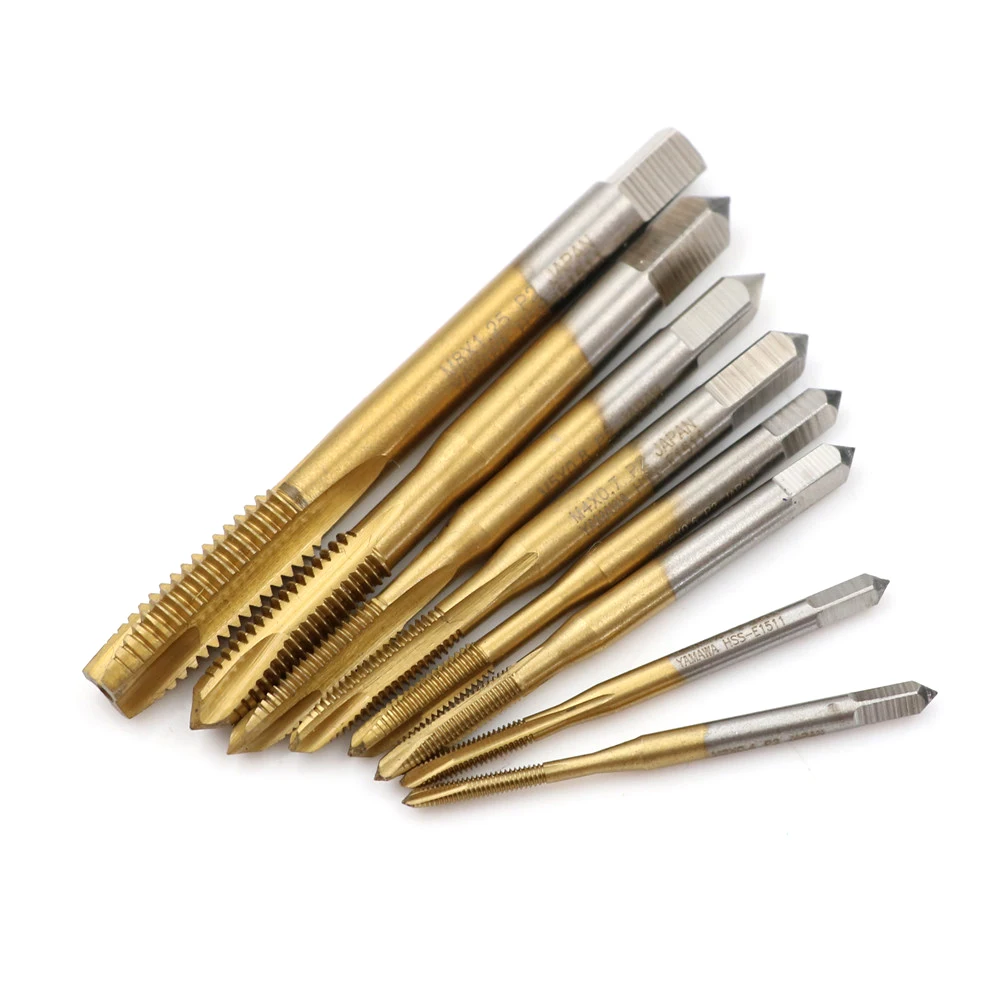 

Drill M2/M2.5/M3/M3.5/M4/M5/M6/M8 HSS Titanium Machine Right Hand Tap Spiral Point Thread Plug Handle Taps Dropshipping