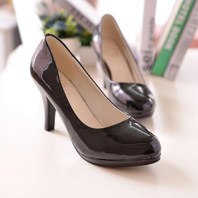 Women'S Summer Patent Leather Wedding Shoes Asakuchi Fashion Breathable Sexy Round Head Woman Party High Heel Large Size42 | Обувь