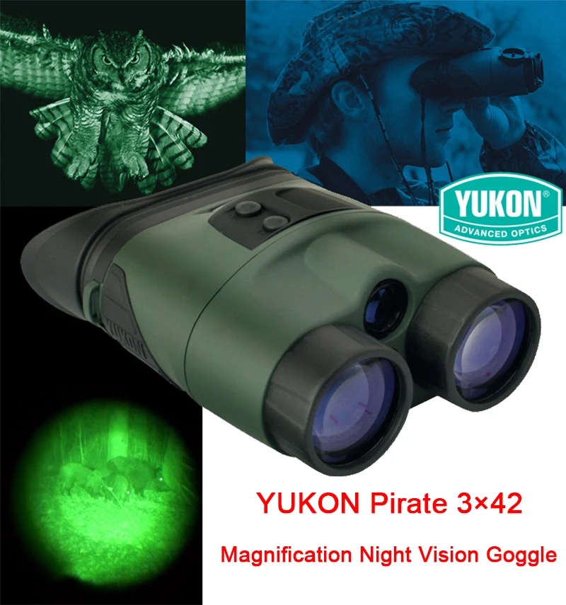 YUKON пират 3 × 42 увеличение ночного видения бинокль ночного видения Goggle телескоп с инфракрасным ИК для ночного наблюдения