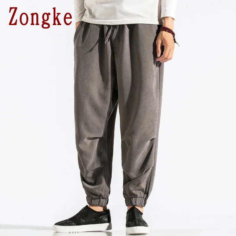 Zongke мужские брюки с эффектом потертости, брюки для бега, мужские брюки, уличная одежда, спортивные штаны, штаны-шаровары, мужские брюки, 5XL, хип-хоп,, Осенние, новые
