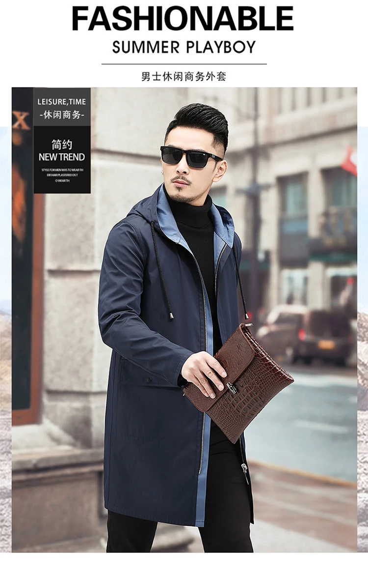 Autumn winter Trench coat Men's Business Double-sided jacket Jacket Casual Overcoat men High quality windbreaker coat men