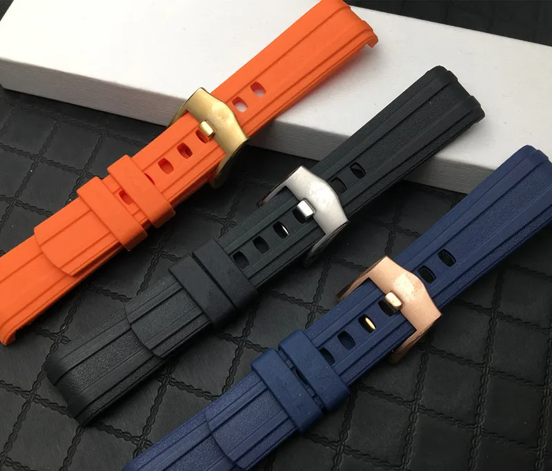 20 мм 22 оранжевый синий ремешок для часов мягкий резиновый силиконовый