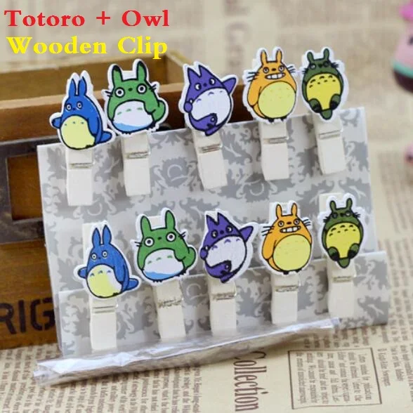 10 упаковок/партия Zakka Life Kawaii cat & Owl Дизайн DIY набор деревянных зажимов с пеньковой