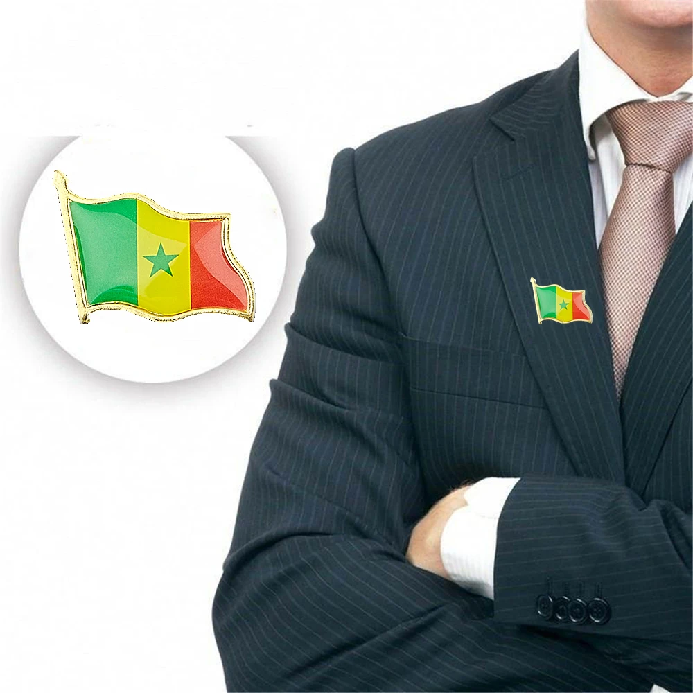 

10PCS The Republic of Senegal Safety Pins Country Flag Lapel Badge Custom For Unisex Brooches Accessories