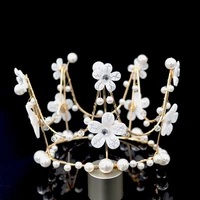 new flower pearl round crown cake decoration bridal headdress birthday party baking dessert table decoration