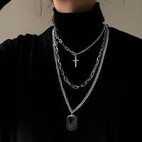 2021 fashion multilayer hip hop long chain necklace for women men jewelry gifts key cross pendant necklace accessories