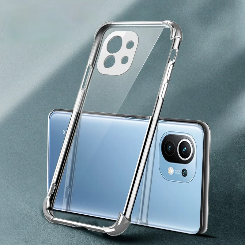 

Airbag Shockproof Plating Phone Case for Mi11 Xiomi Xiaomi Mi 11 Lite Pro Ultra 11lite 11pro 11ultra Capa Clear Thin Cover Funda