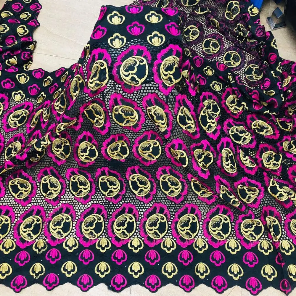 

African Lace Fabric 2020 High Quality Royal Blue Punch 100%Cotton Fabric Latest Swiss voile Lace in switzerland for Dress 5Yards