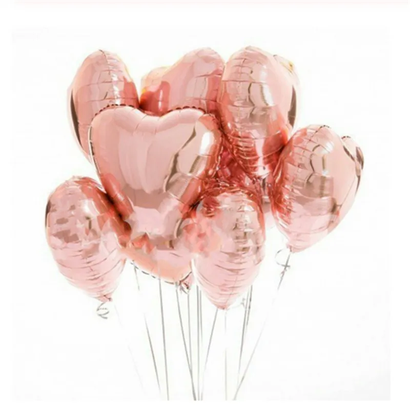 10 шт./лот, розовое золото, в форме сердца, фольга, гелиевые шары, любовь, свадьба, день рождения, вечеринка, 18 дюймов, сердце, Balaos, детский душ, Globos, Декор