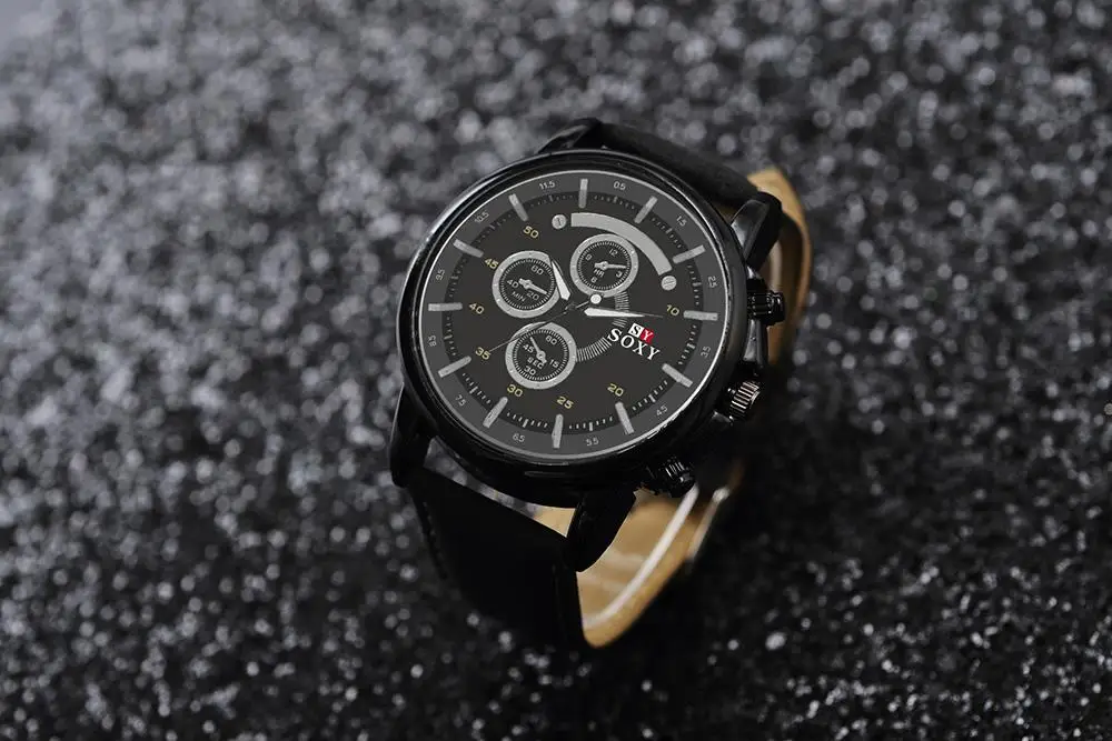 

SOXY Pu Leather Watch Luxury Men Luminous Watches Analog Military Sports Watch Quartz Male Wristwatches Hour Relogio Masculino