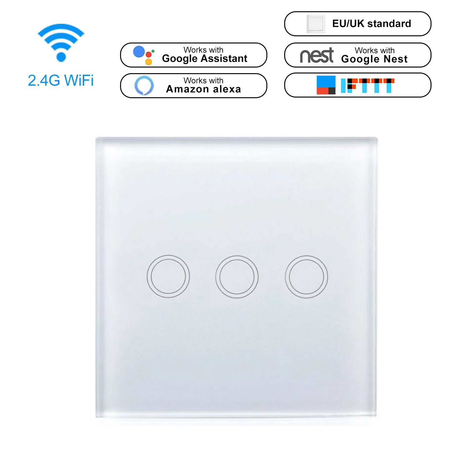 ЕС Стандартный ewelink 1/2/3 местный 1 позиционный Wi-Fi настенный светильник сенсорный