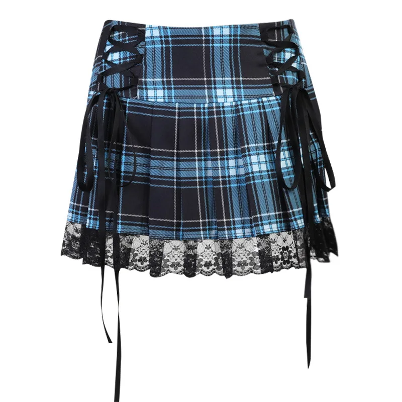 

Women Harajuku Punk Academic Lolita Y2k E Girl Women Skirt Japanese Sexy Mini Skirt 90s A Line High Waist Bandage Skirt Summer