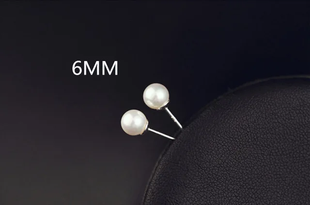 Diameter 6 mm Серебро 925 ювелирных изделий из серебра Серьги с жемчугом для Для женщин Серебряные серьги со шпилькой популярные вечерние Обручение свадебные серьги, ювелирные изделия - Цвет камня: Diameter 6 mm