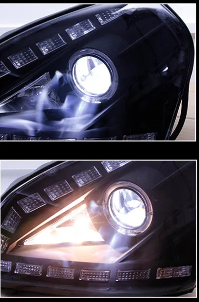 

Osmrk HID LED headlight assembly angel eye daytime running light with turn signal for Hyundai Tucson 2005-2012