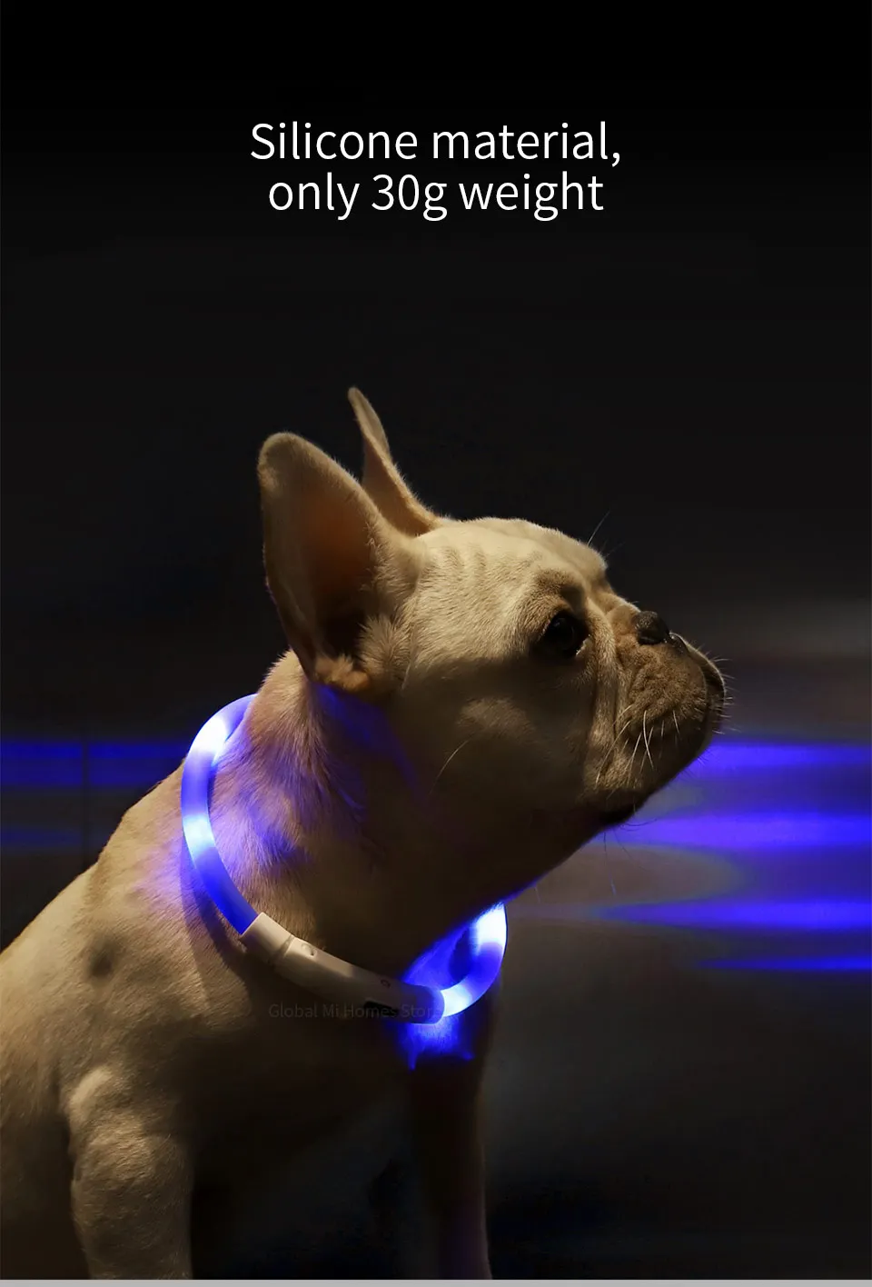 Xiaomi Mijia Pet Блестящий Воротник для прогулок в ночное время шоппинг анти-питомец потерянный Предупреждение предупреждающий свет мягкий силикон может отрезать usb зарядку
