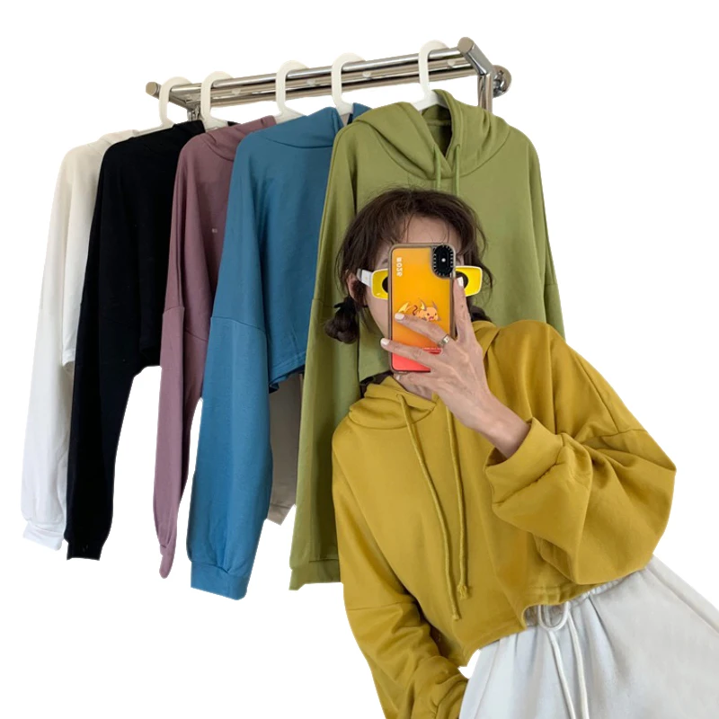 

Casual Hipster Fashion Brand Hooded Pullovers Loose Crop Top Ins Sweatshirts Women's Clothing Korean Style Autumn Hoodies New