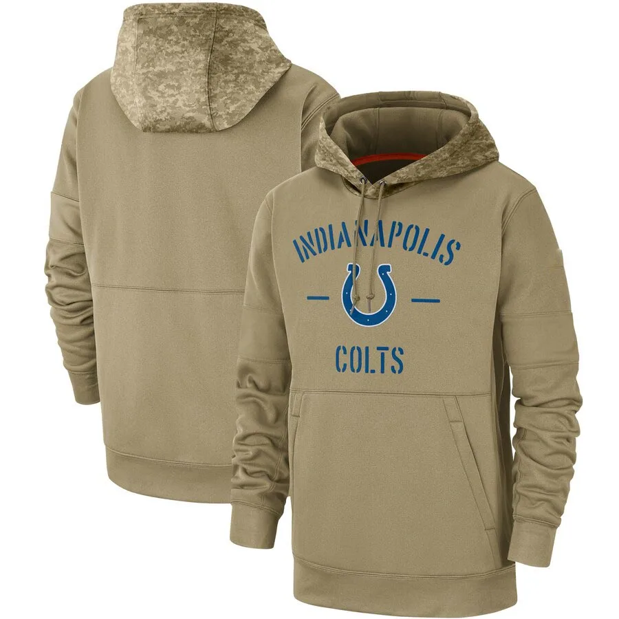 

Indianapolis Salute to Service Colts Men Tan Sideline Therma Pullover Hoodie