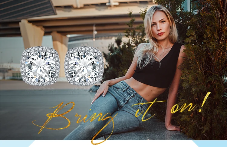 JewelryPalace подушки 5ct кубического циркония гало серьги 925 пробы серебро Обручение роскошные свадебные ювелирных украшений для Для женщин