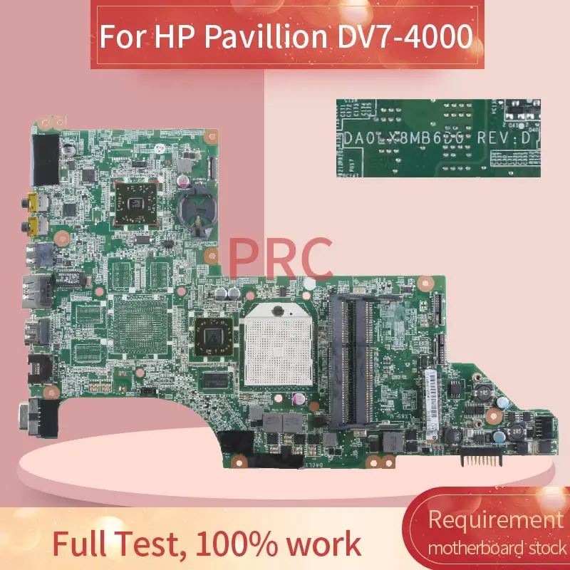 605496-501 para hp Pavillion Notebook Mainboard Da0lx8mb6d1 Amd Ddr3 Computador Portátil Placa-mãe 605496-001 Dv7-4000