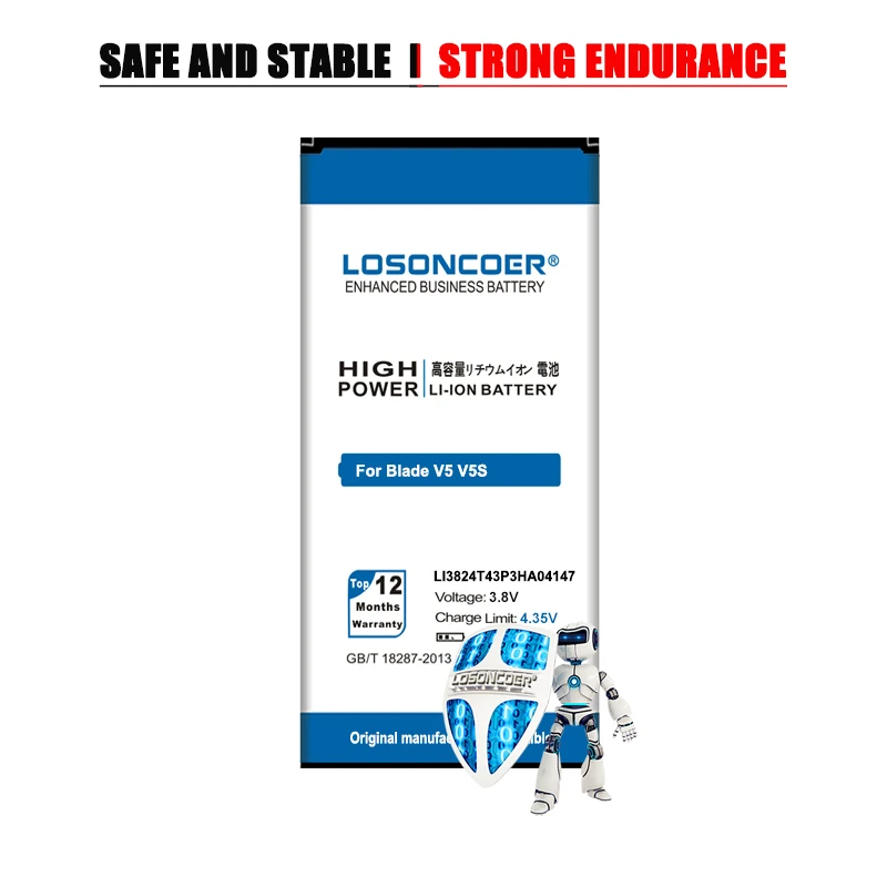 Аккумулятор LOSONCOER 3600 мАч для ZTE Blade V5 V5S аккумулятор N9180 U9180 V9180 N918ST Li3824T43P3hA04147 + номер
