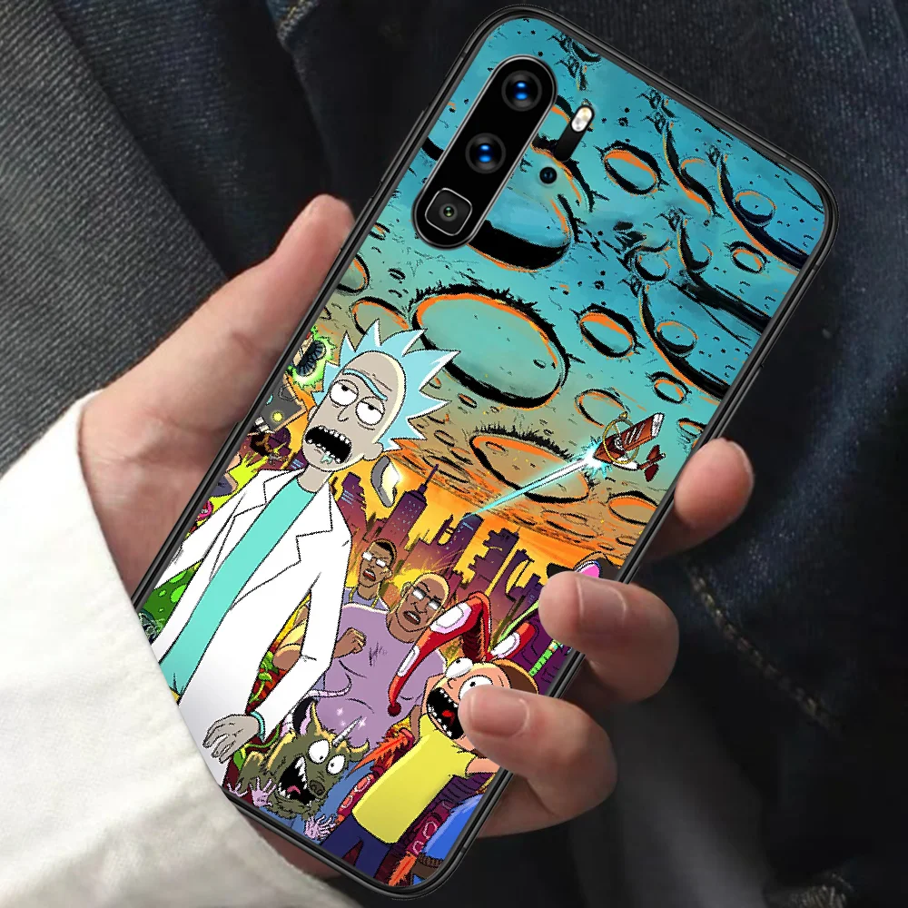 

Mortys Cartoon Anime Ricks Phone Case For HUAWEI P 9 10 20 30 40 Lite smart Pro Z 2019 Nova 5T 6 7 i black Back Tpu Etui Soft