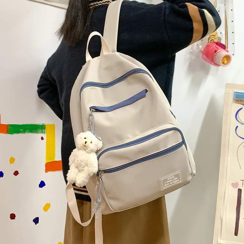 

Waterproof Backpacks Women Nylon Casual Travel Backpack Students School Bags Female Large Capacity Solid Color Rucksack