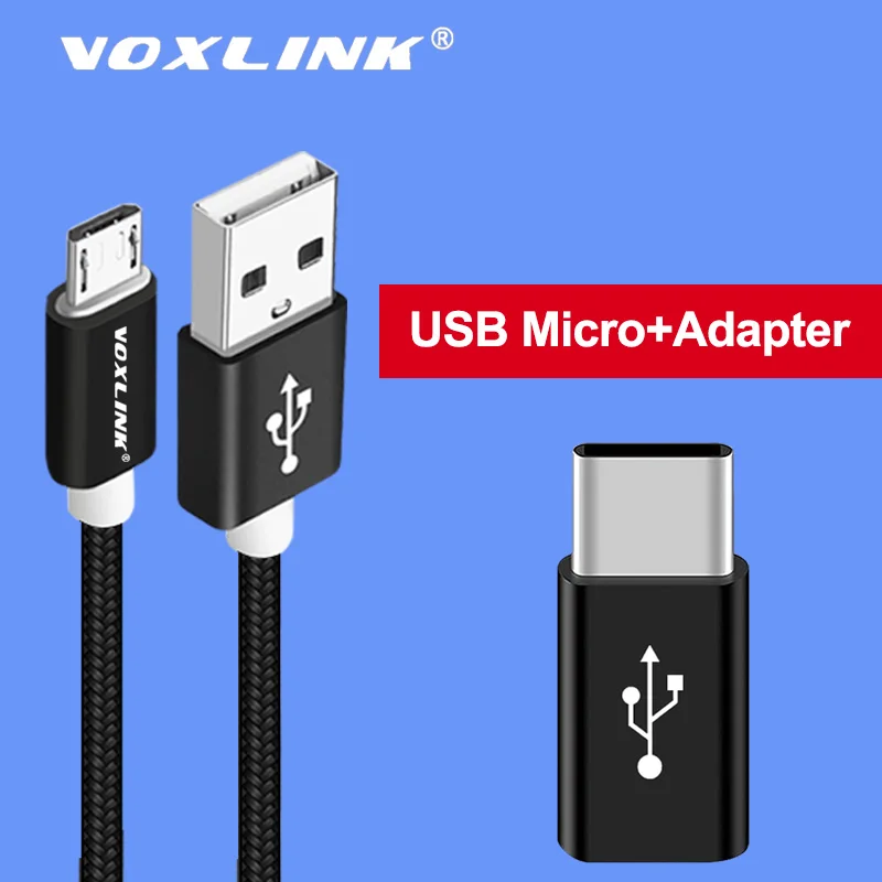 Micro USB нейлоновый плетеный кабель VOXLINK для синхронизации данных зарядки Samsung S9 S8 HTC