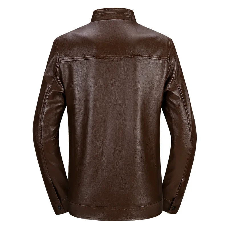FGKKS Fashion Brand Men PU Leather Jacket New Men's Stand Collar Plus Velvet Leather Jacket Casual Wild Leather Jackets Male