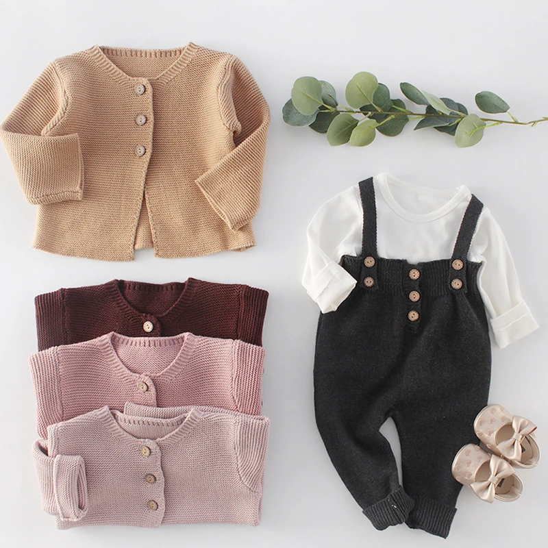 Новый костюм для маленьких девочек вязаная одежда малышей кардиган хлопковый