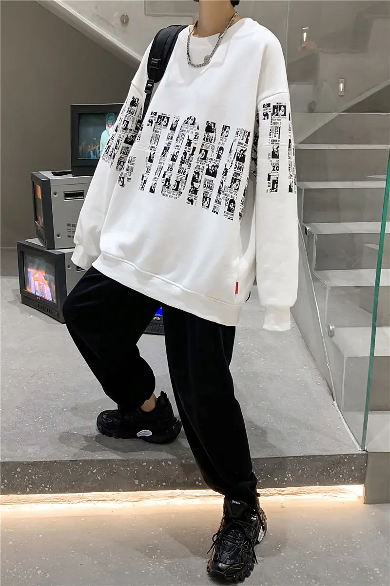 

2020 Autumn And Winter New Youth Popular Loose Letter Printing Loose All-match Sweatshirt Fashion Casual Round Neck Pullover