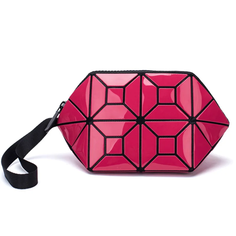 

2021 New Women Makeup Bag Clutch Luminous Cosmetic Bags For Ladies Geometric Cosmetic Organizer Purse Women Travel Make Up Bag
