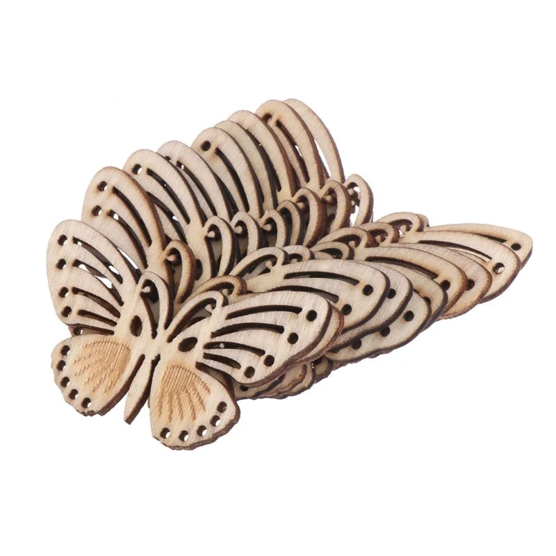 

Hollow Butterfly Wooden Chips Festival Party Ornament Handmade Crafts Natural Wooden Chips Butterfly Animal