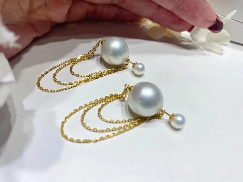 

Genuine AU 750 18K Gold Earrings Mountings Findings Jewelry Settings Accessories Parts for Pearls Agate Coral Crystals Jade